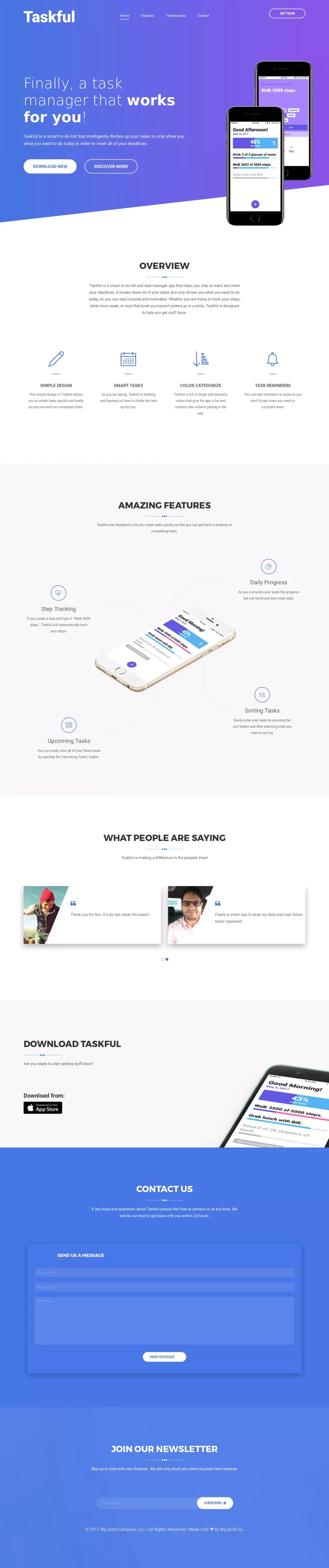 Taskful – Smart To-Do List - Landing design