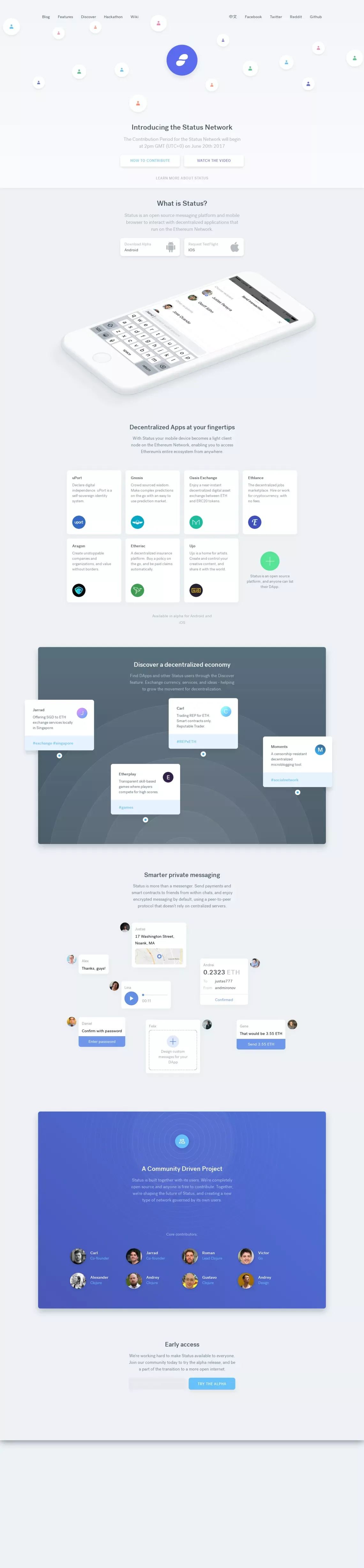 Status | The Mobile Ethereum Client - Landing design