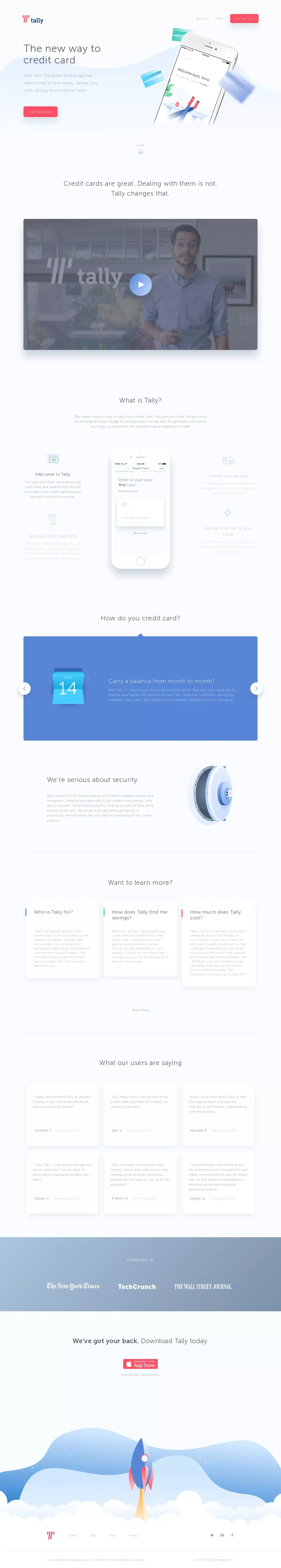Tally - The new way to credit card - Landing design