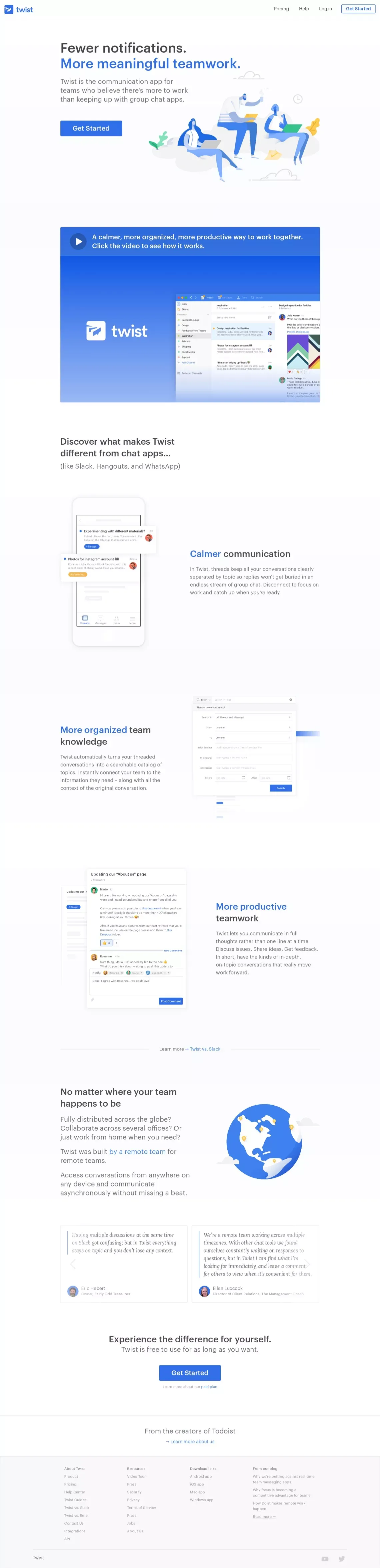 Twist - Mindful Team Communication - Landing design