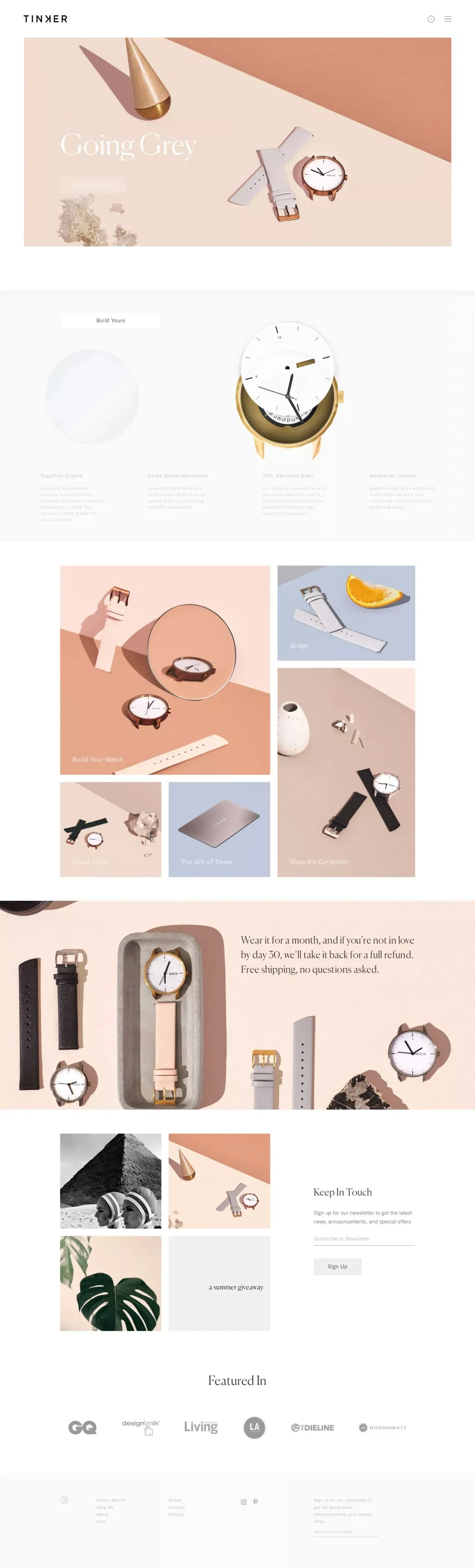 Tinker Watches - Ecommerce design