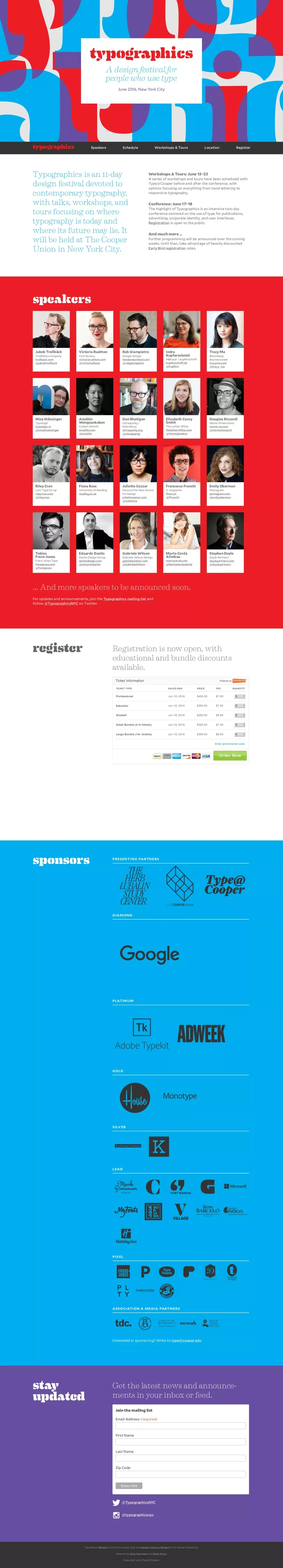Typographics – A design festival for people who use type - Landing design