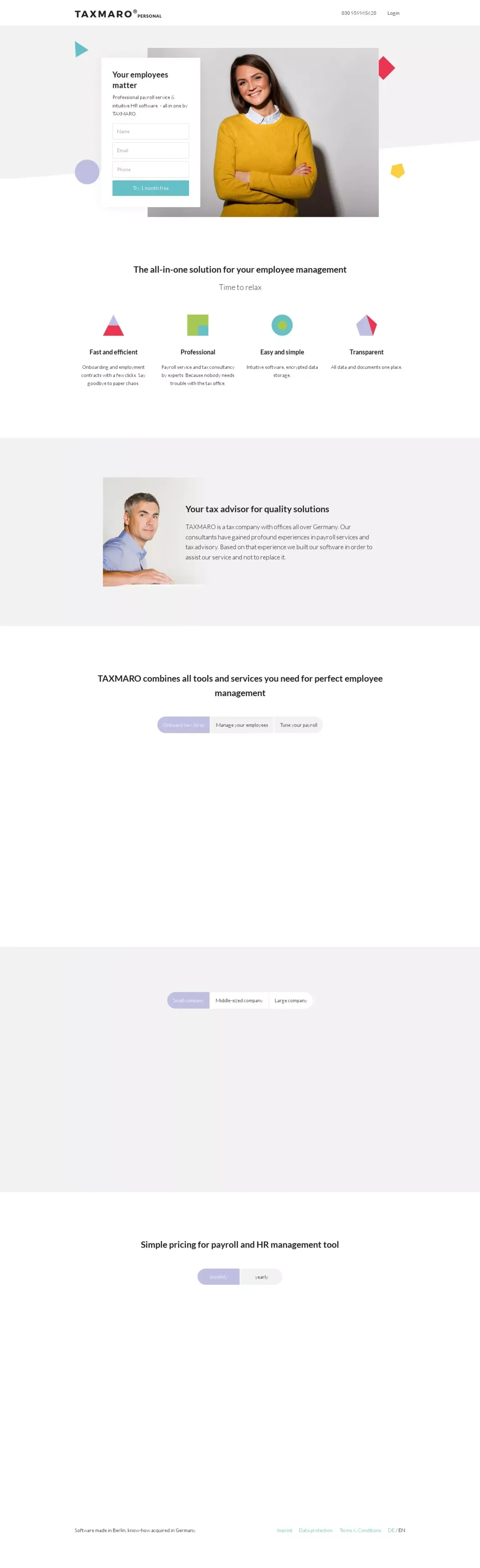 Taxmaro Personal Landing Page - Landing design