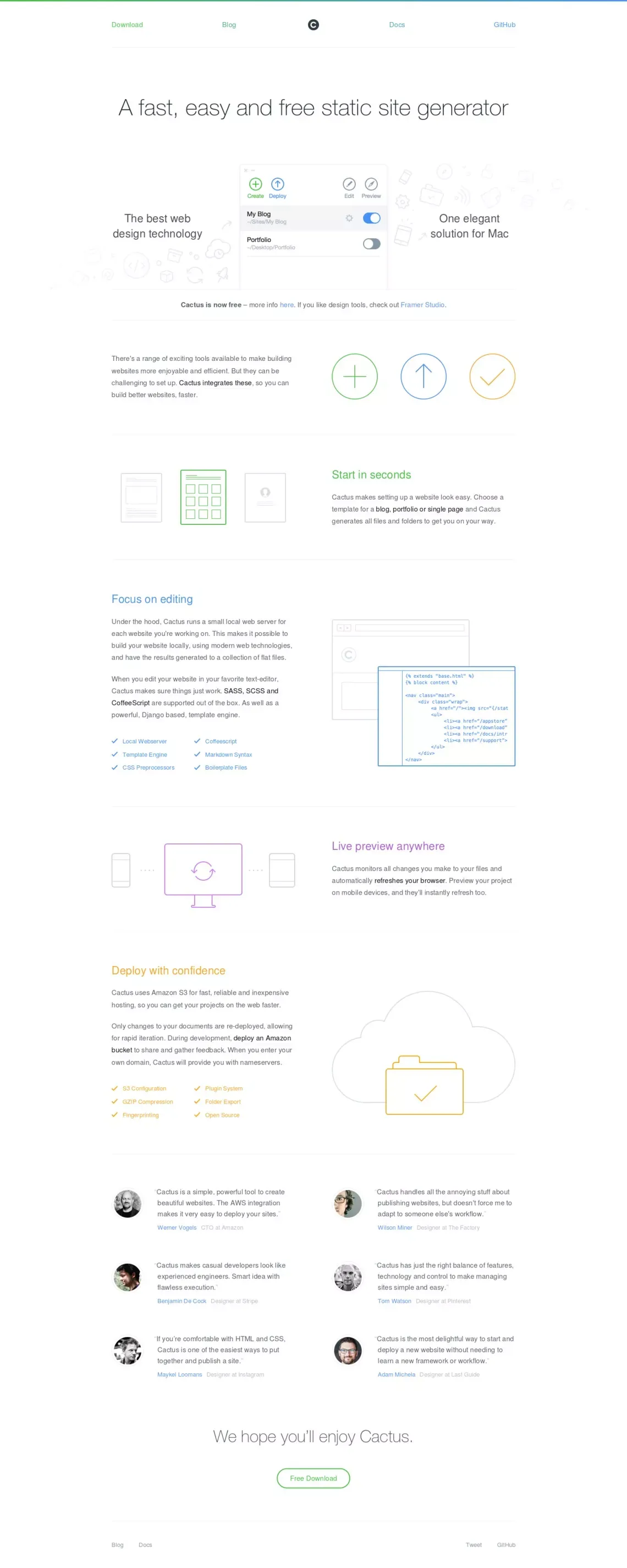 Cactus for Mac - A better workflow for hand coding websites - Landing design