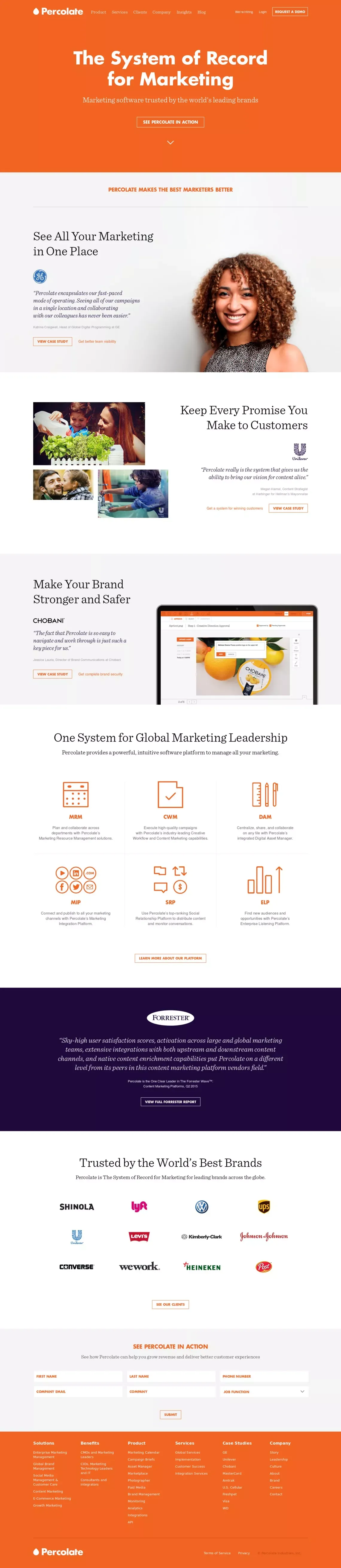 Percolate | Complete Marketing Software for Global Brands - Landing design