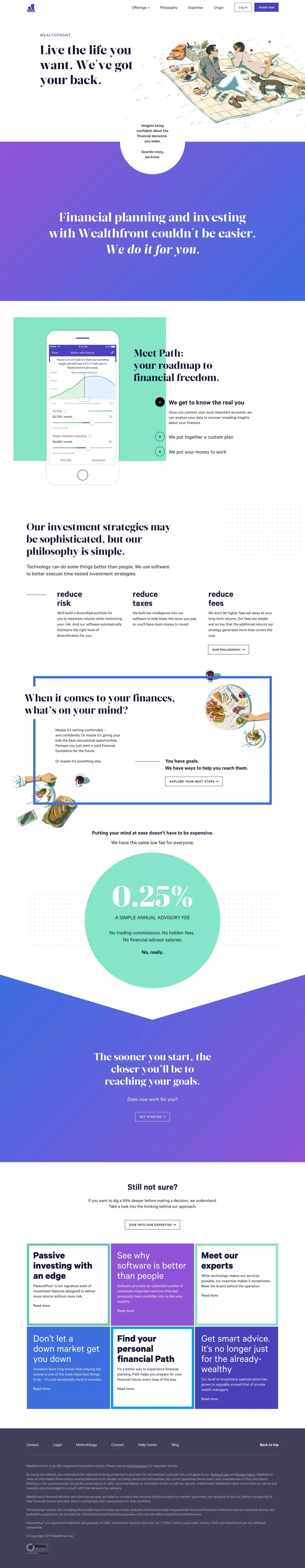 Wealthfront - Planning & Investing Made Easy - Landing design