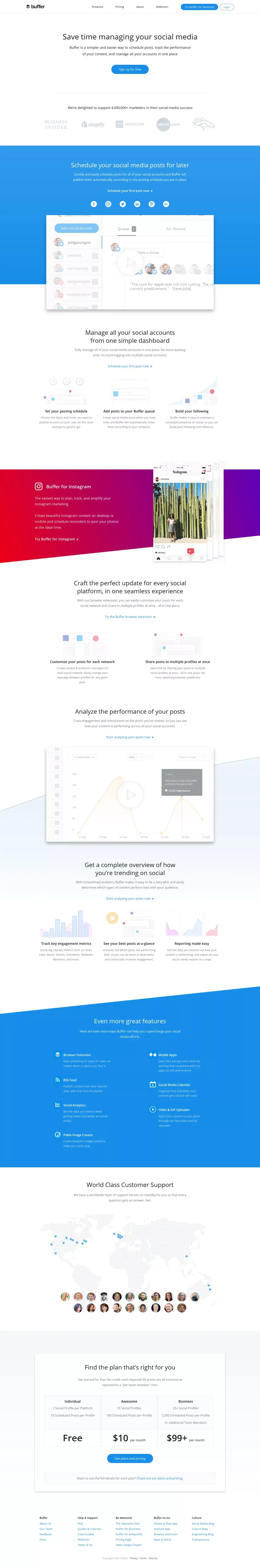 Buffer - A Smarter Way to Share on Social Media - Landing design
