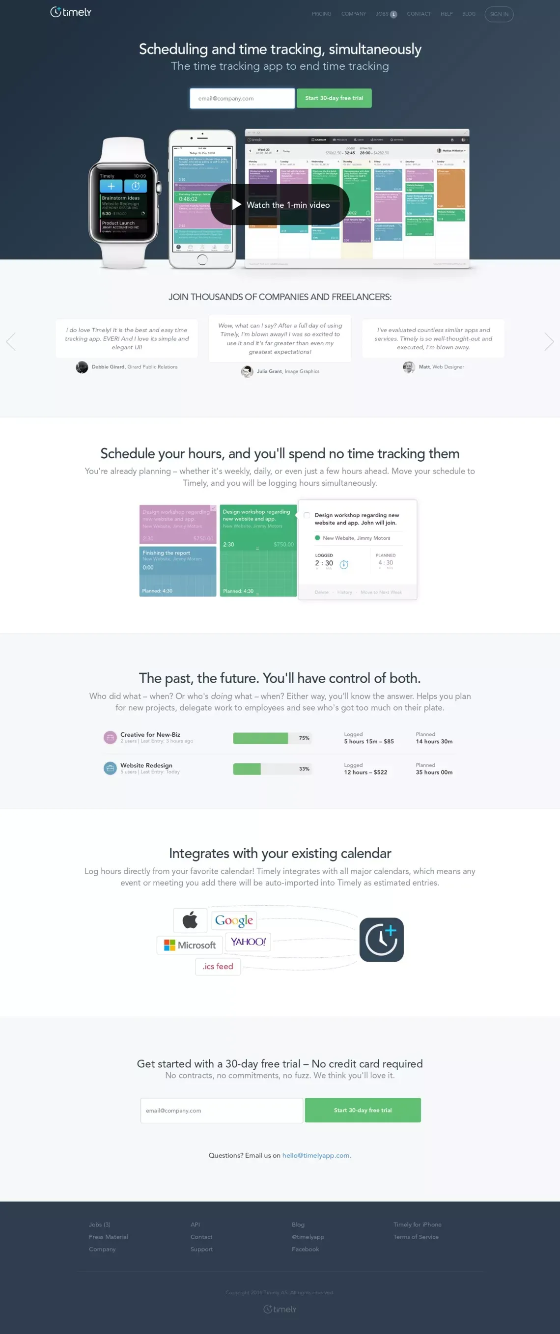 	  	    Timely – Scheduling and Time Tracking, Simultaneously	  	 - Landing design