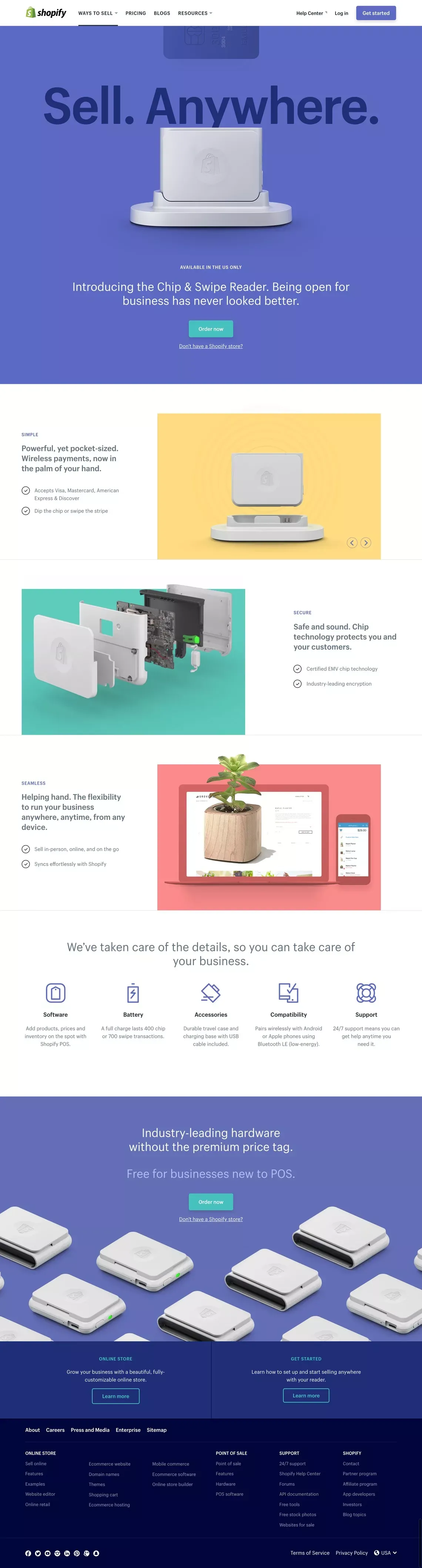 Credit Card Reader – Wireless Chip & Swipe Card Reader - Landing design