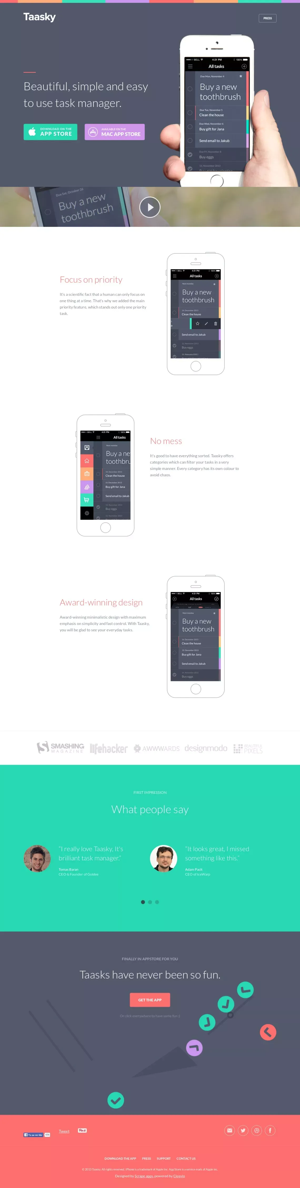 Taasky - Landing design