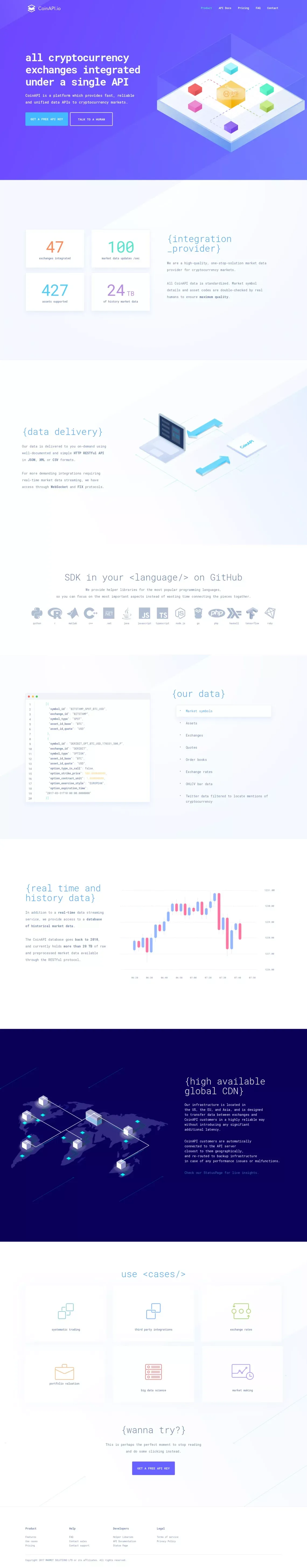 CoinAPI - Landing design