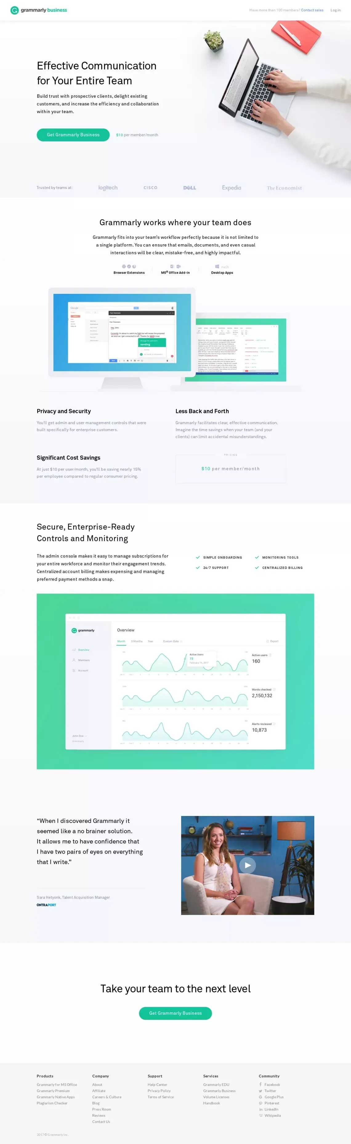 Grammarly Business - Polish Your Team’s Communication - Landing design