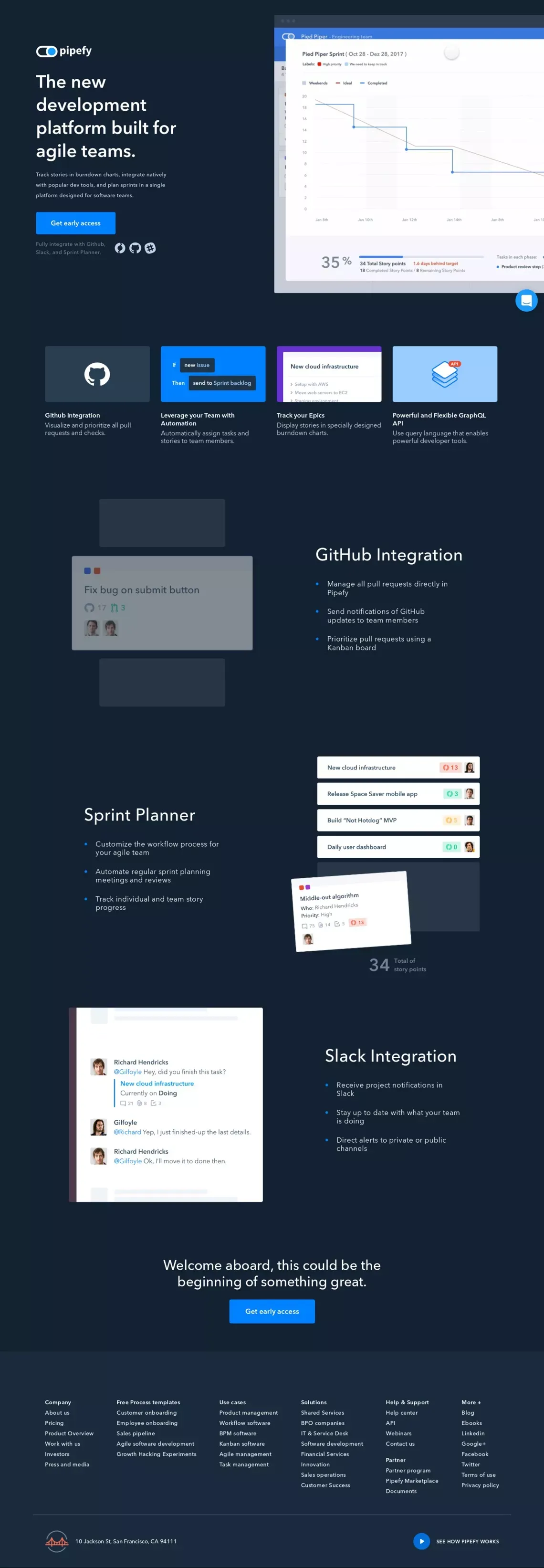 The new development platform built for agile teams | Pipefy - Landing design