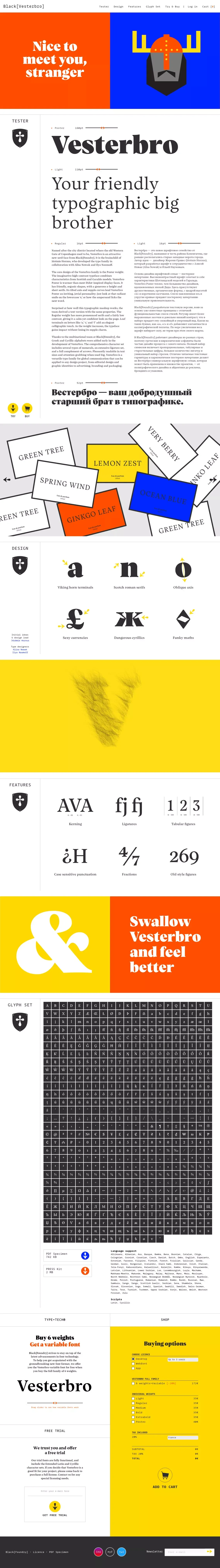 Vesterbro Font - Black[Foundry] - Landing design