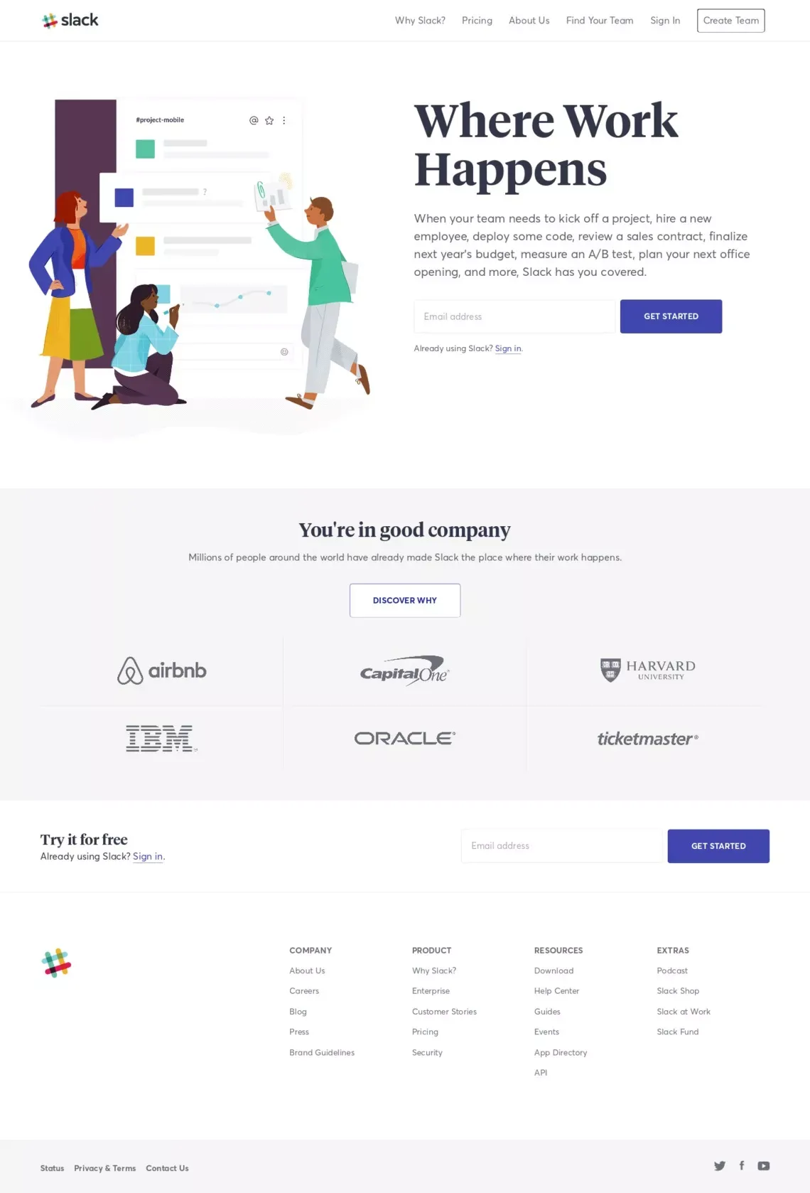 Where work happens | Slack - Landing design