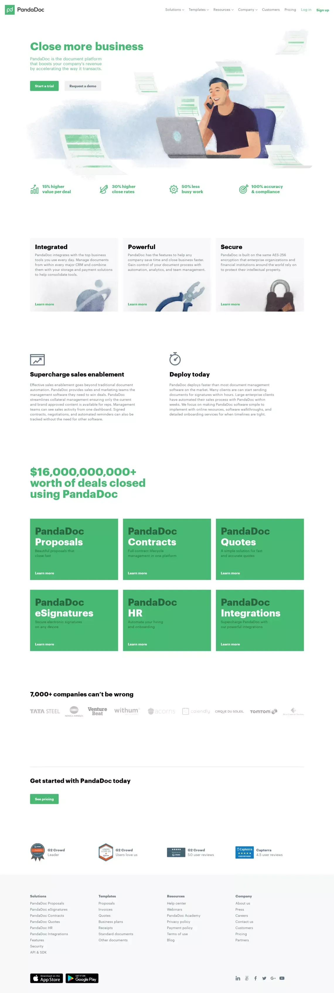 PandaDoc Document Management Software - Automate Your Business - Landing design