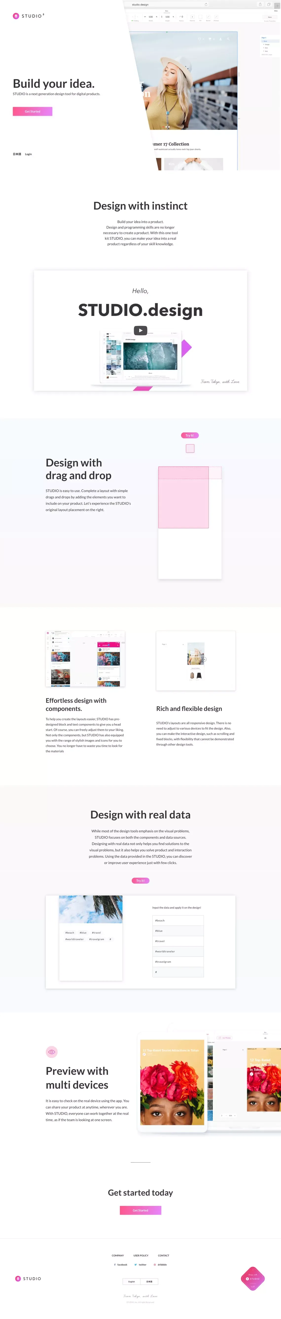 STUDIO - Next generation DESIGN tool for digital products - Landing design