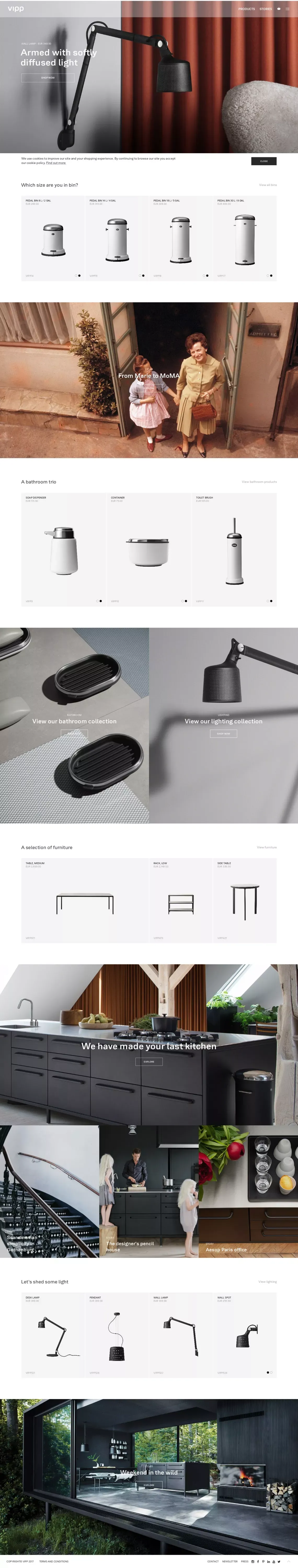 Official Vipp Online Shop | vipp.com - Ecommerce design