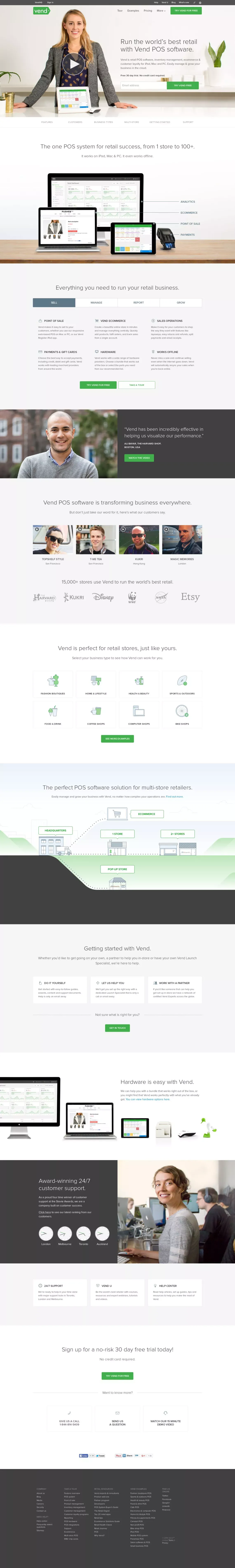 Vend | POS Software - Best Retail Point of Sale Systems - Landing design