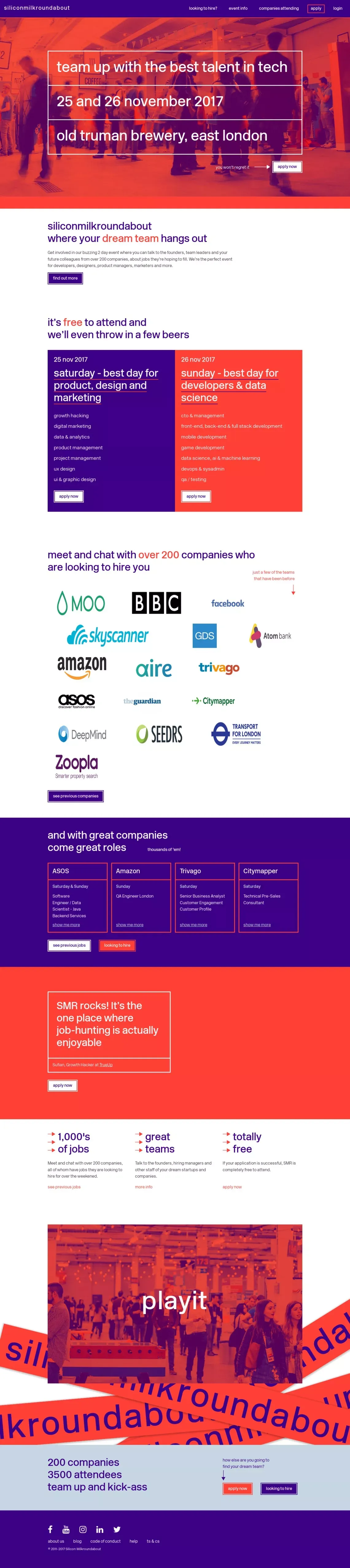 Silicon Milkroundabout: the London tech jobs fair - Landing design