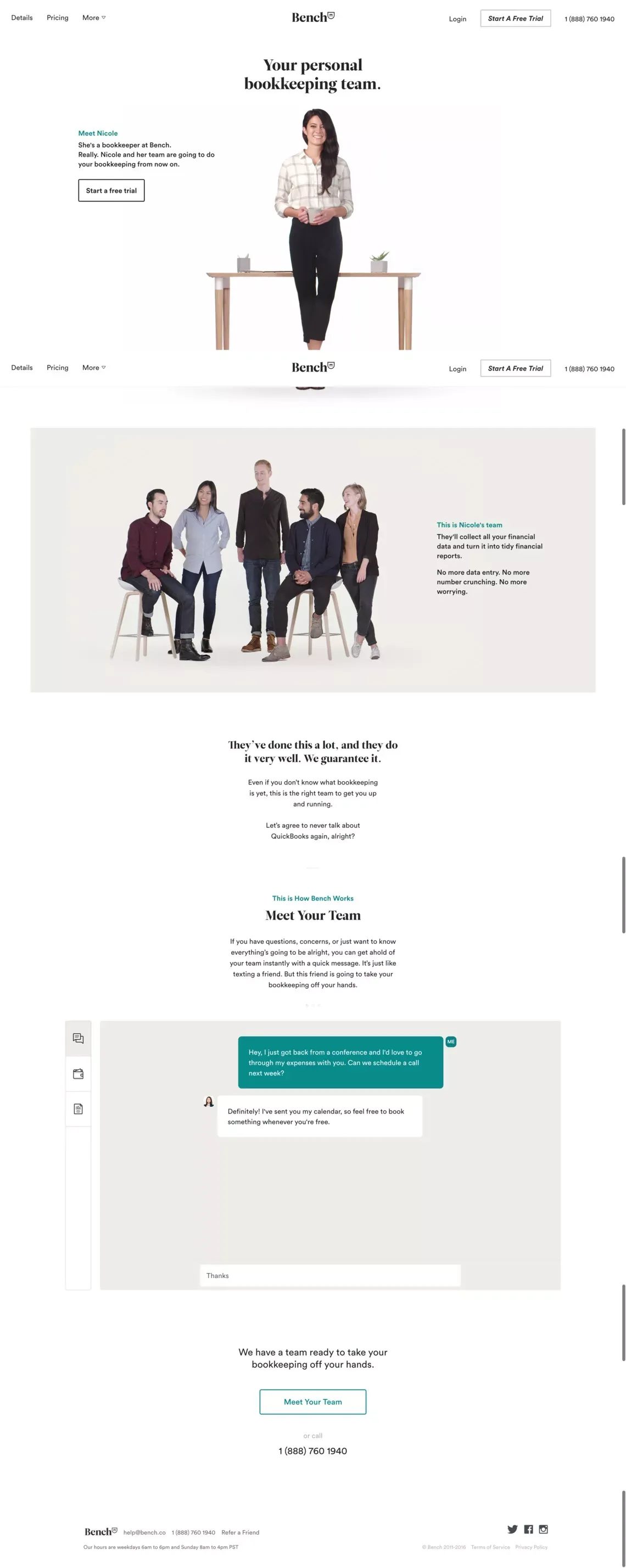 Bench — Online Bookkeeping for Your Small Business - Landing design