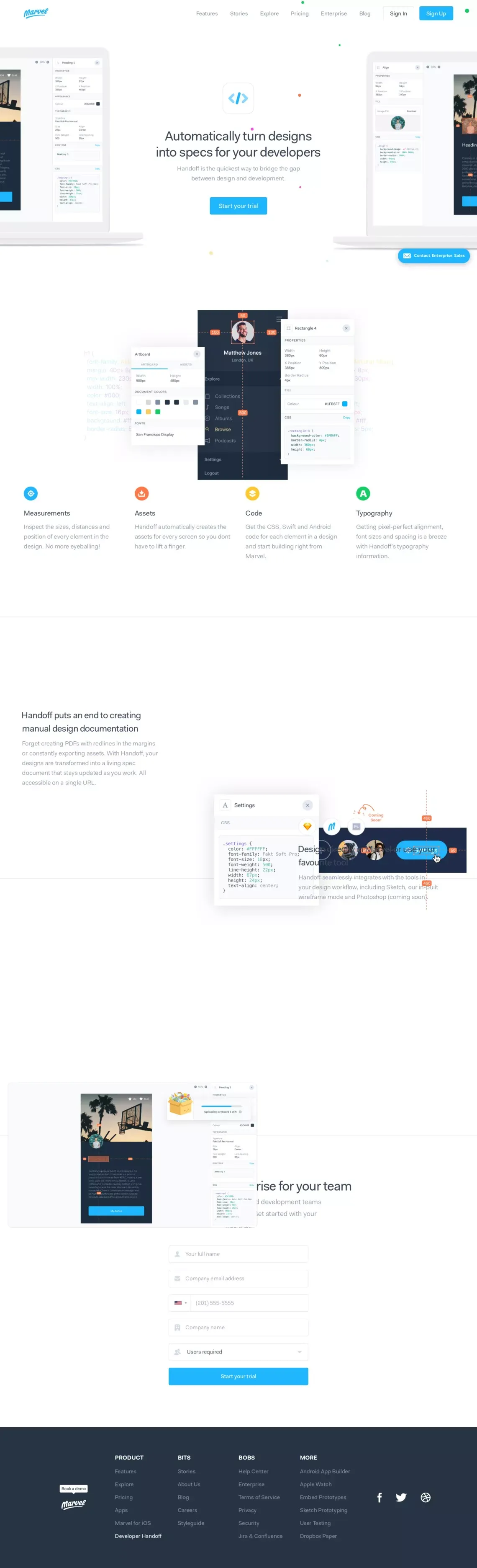 Free mobile & web prototyping (iOS, Android) for designers – Marvel - Landing design