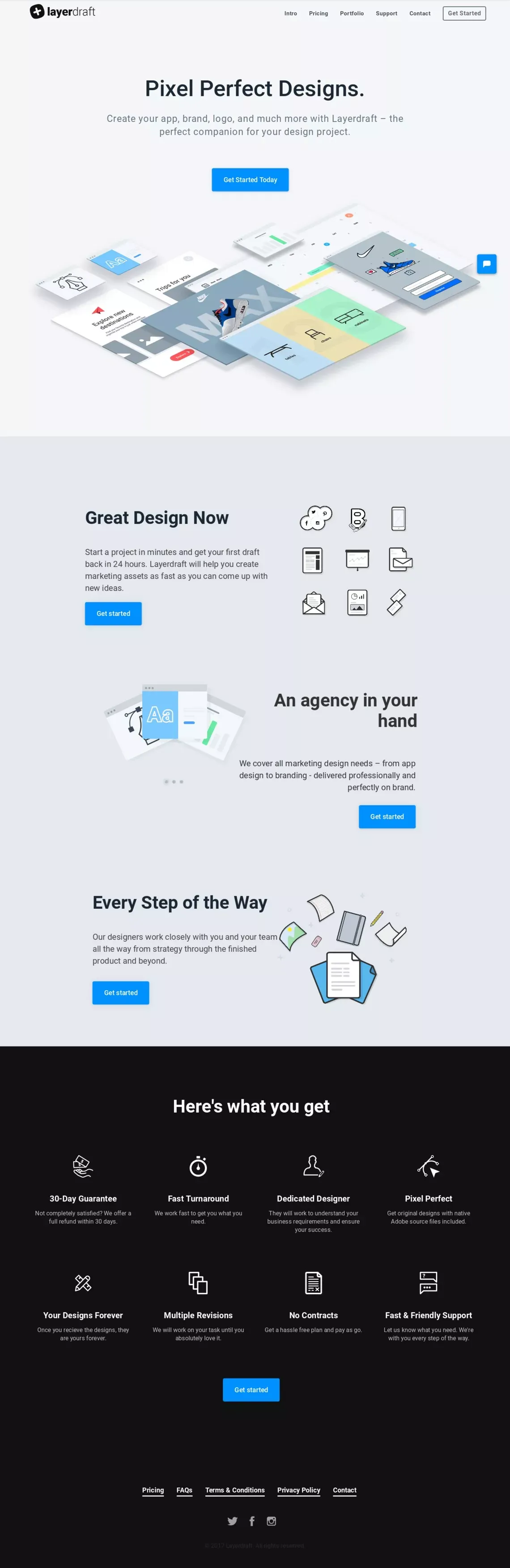 Layerdraft - Pixel Perfect Designs. - Landing design