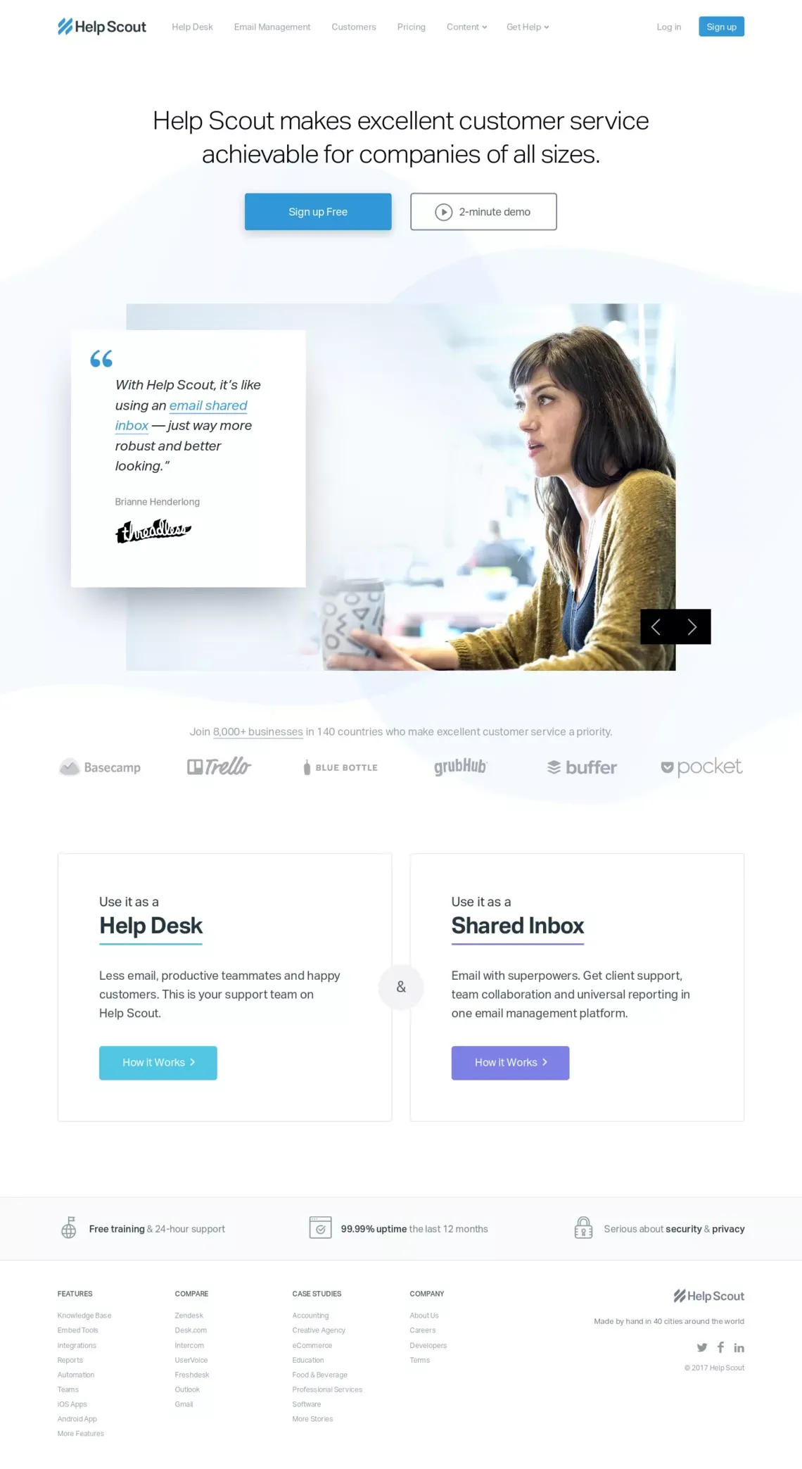 Help Scout | Simple Customer Service Software and Education - Landing design