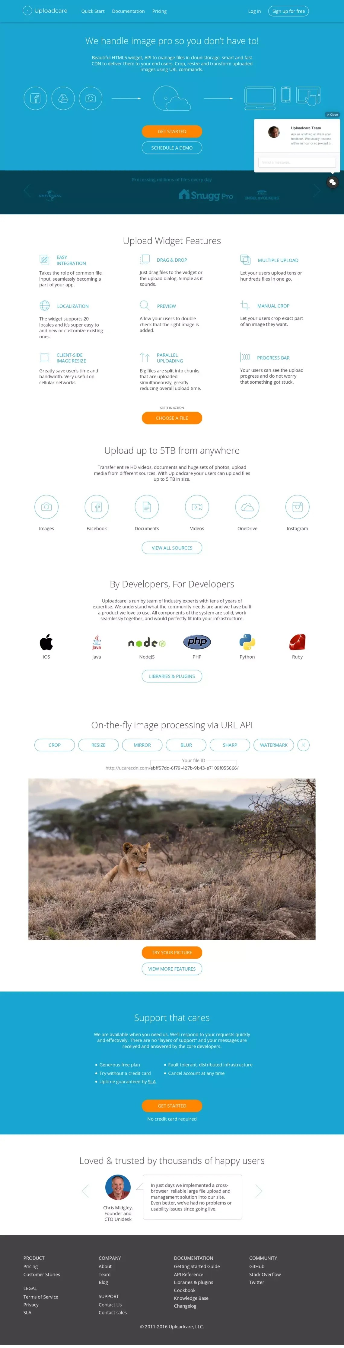 Uploadcare: File Upload Widget, Cloud Storage with API, and CDN - Landing design