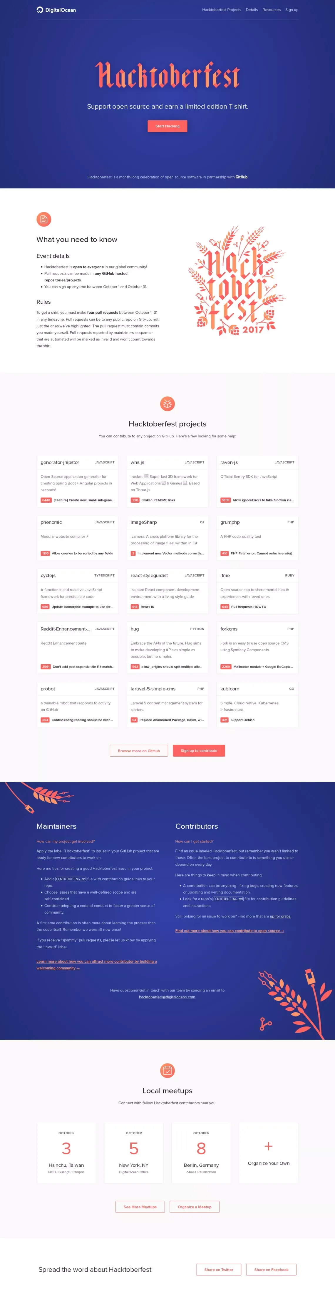 Hacktoberfest 2017 - DigitalOcean - Landing design
