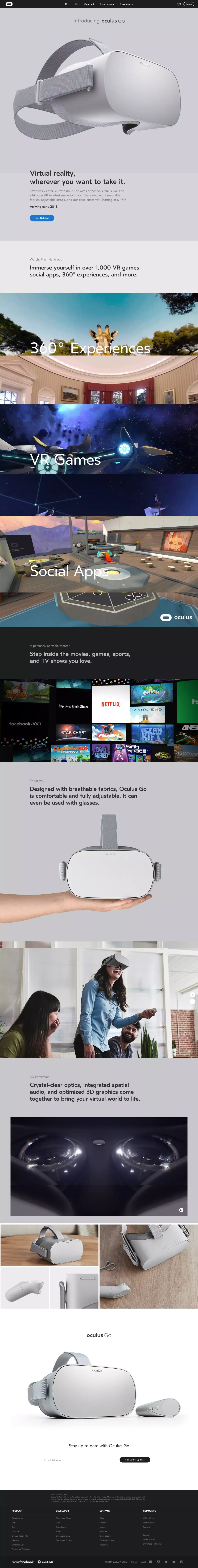 Introducing Oculus Go | Oculus - Landing design