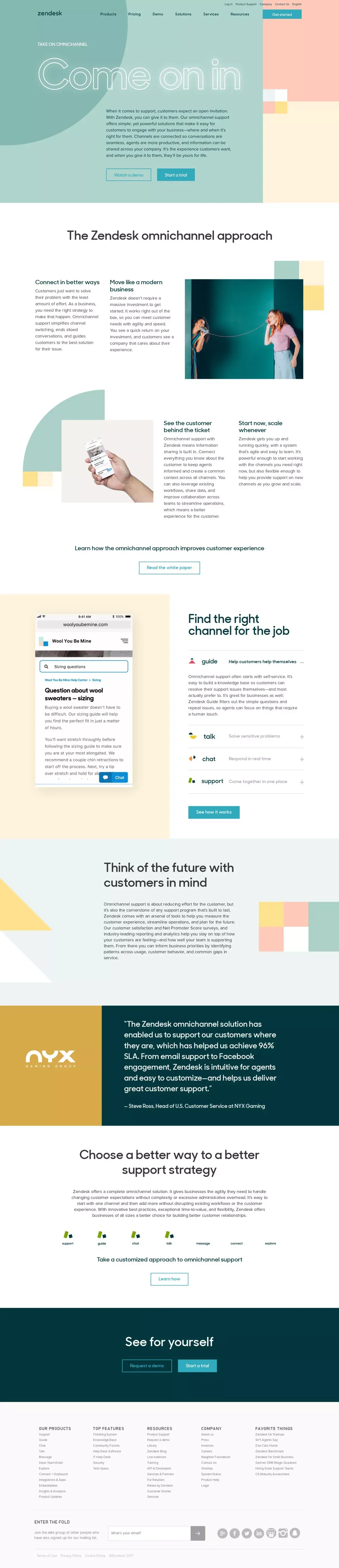 The Omnichannel Solution with Zendesk - Landing design