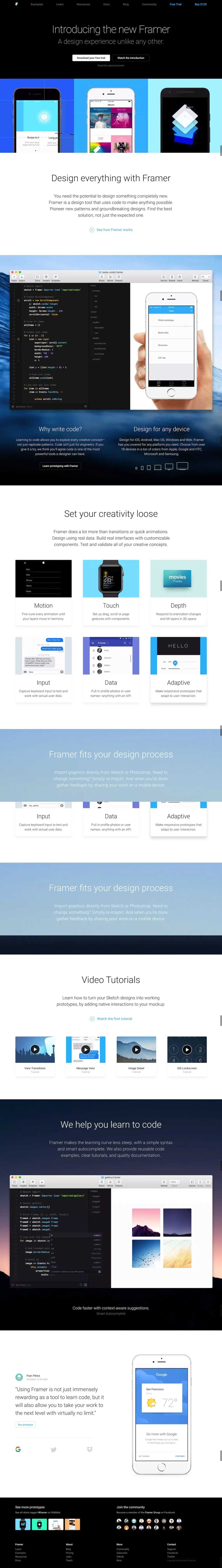 Framer - Design tool for creating interactive designs, interfaces and animations - Landing design
