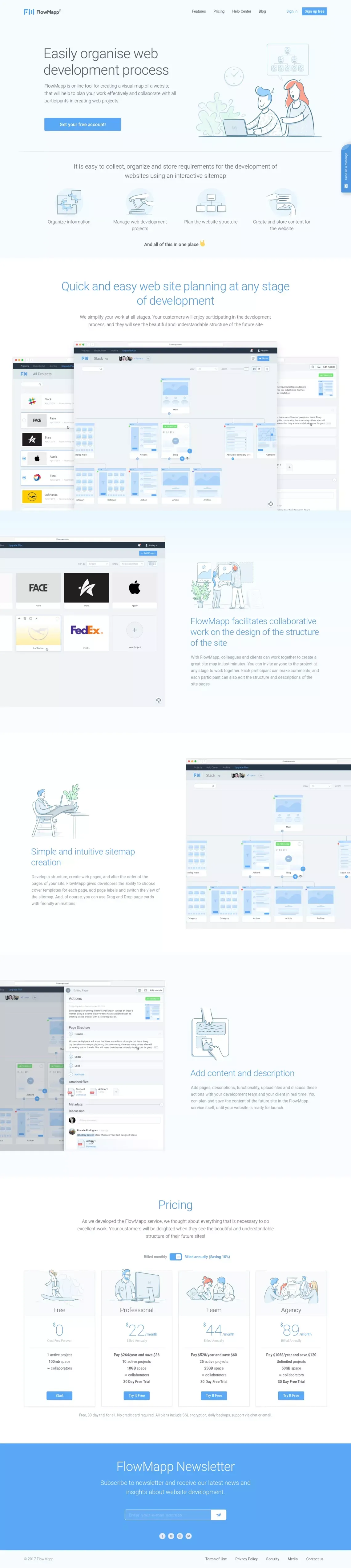 FlowMapp – Powerful visual sitemap tool for planning website development and collaborate with others - Landing design