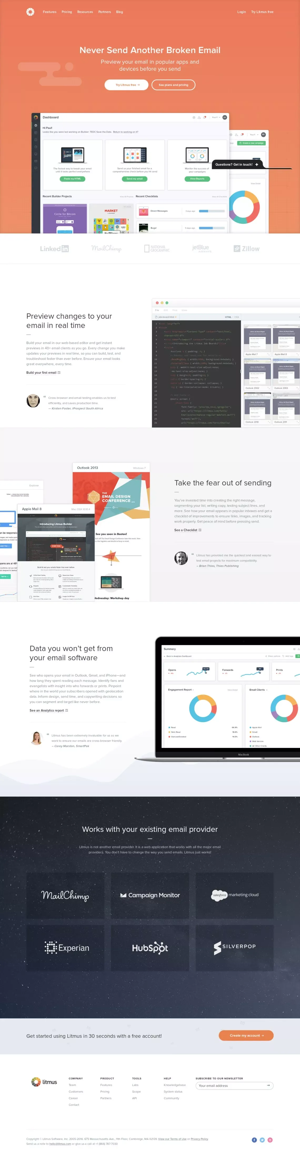 Litmus - Email Testing and Email Marketing Analytics - Landing design