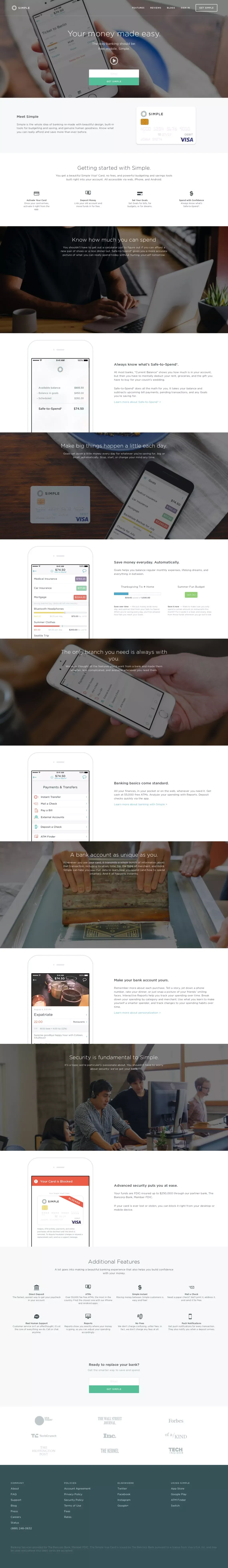 Simple | Online Banking With Automatic Budgeting & Savings - Landing design
