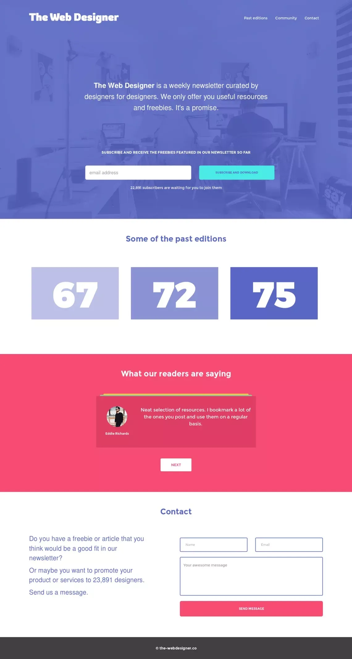 The Web Designer Newsletter - Landing design