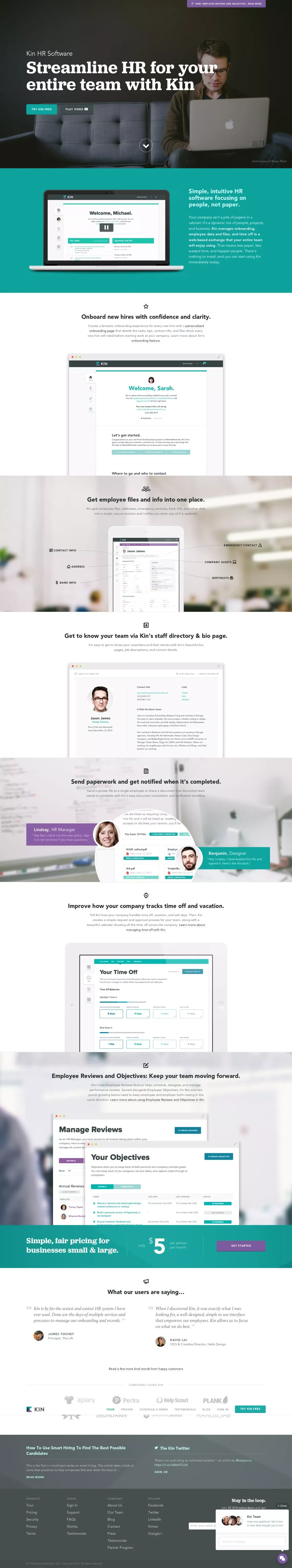 HR Software | Kin HR - Landing design
