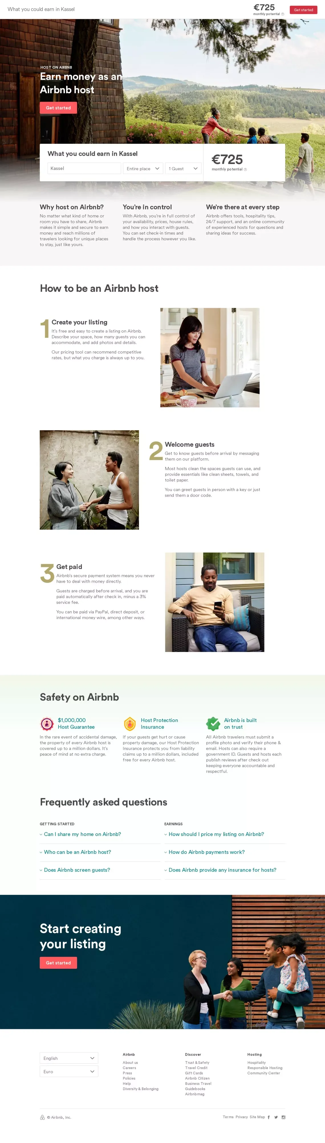 Rent Out Your Room, House or Apartment on Airbnb (2017) - Landing design