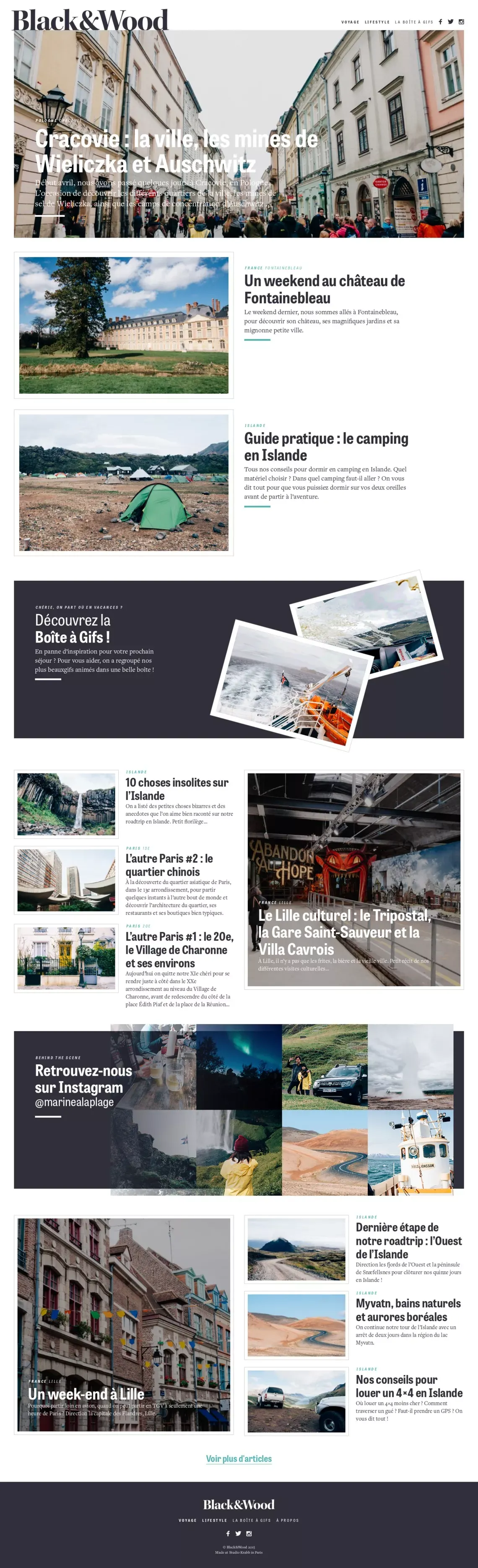 Black and Wood – Le blog voyage et lifestyle - Blog design
