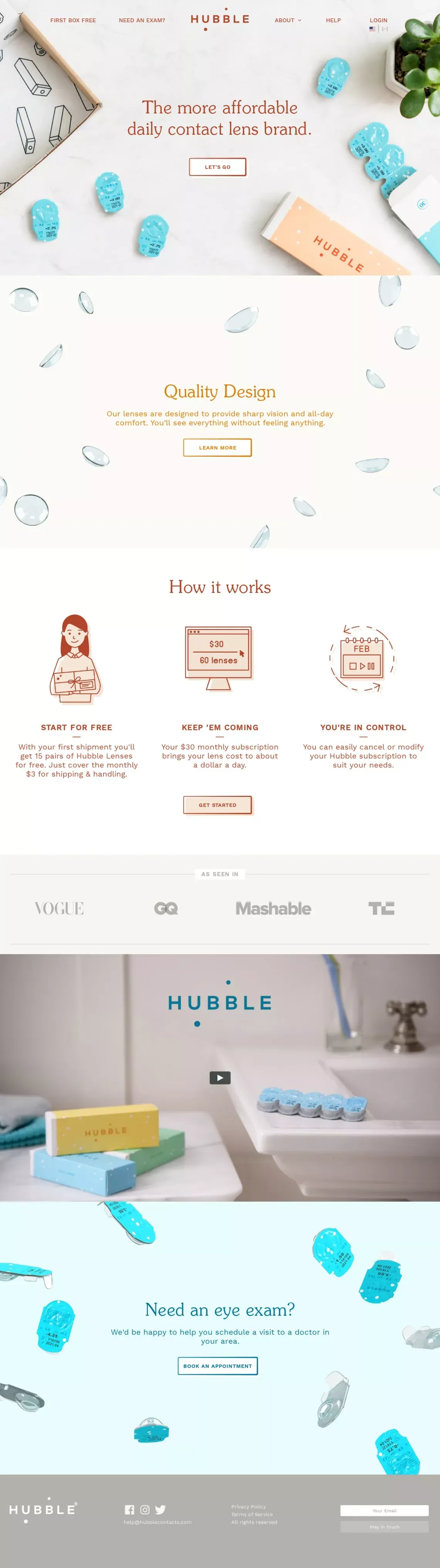 HUBBLE | The More Affordable Daily Contact Lens Brand. - Ecommerce design