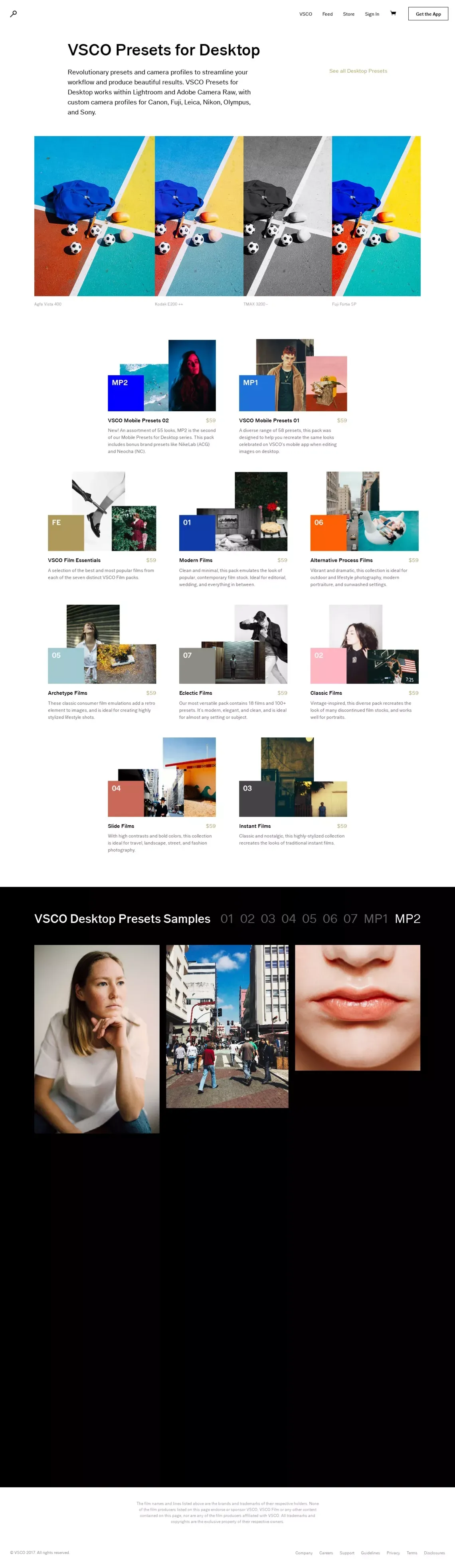 VSCO Film Lightroom Presets | VSCO - Landing design