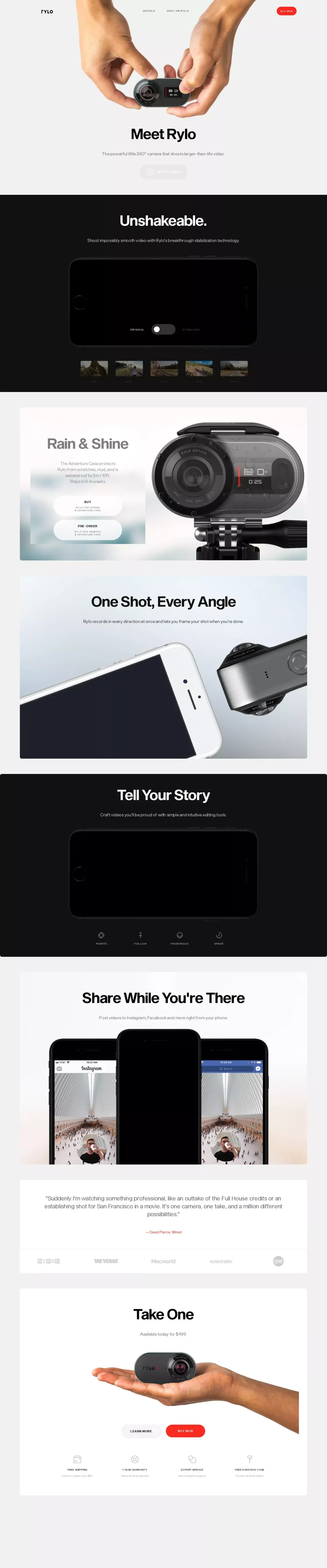 Rylo - The powerful little 360 camera - Landing design