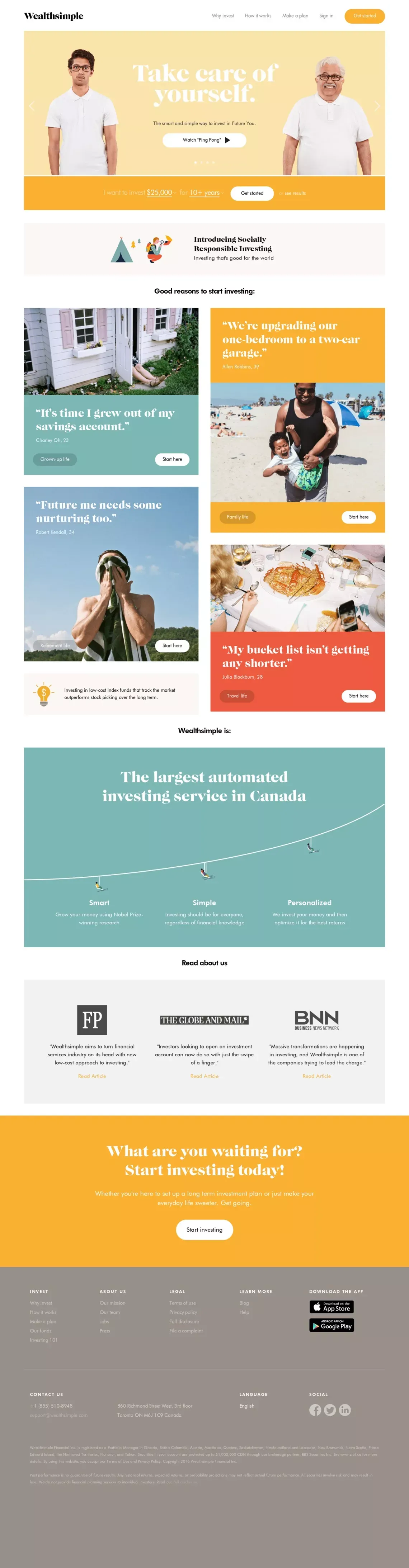 Wealthsimple | Invest in Future You - Landing design