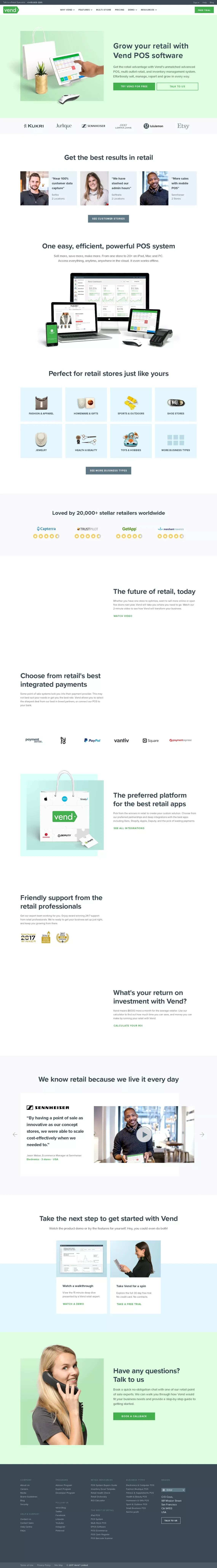 Choose the World's Best Retail POS Software | Vend POS Systems - Landing design
