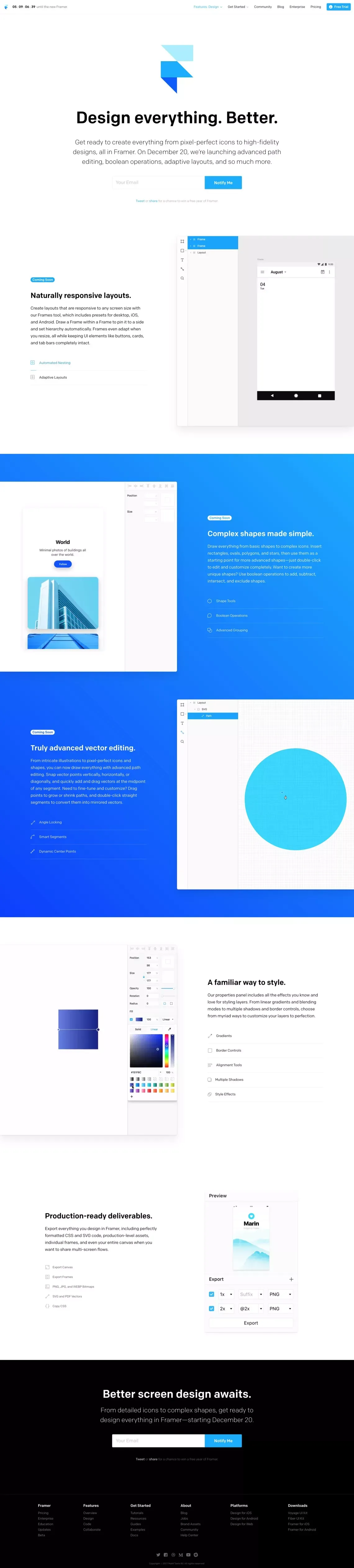 Framer - Design Everything. Better. - Landing design