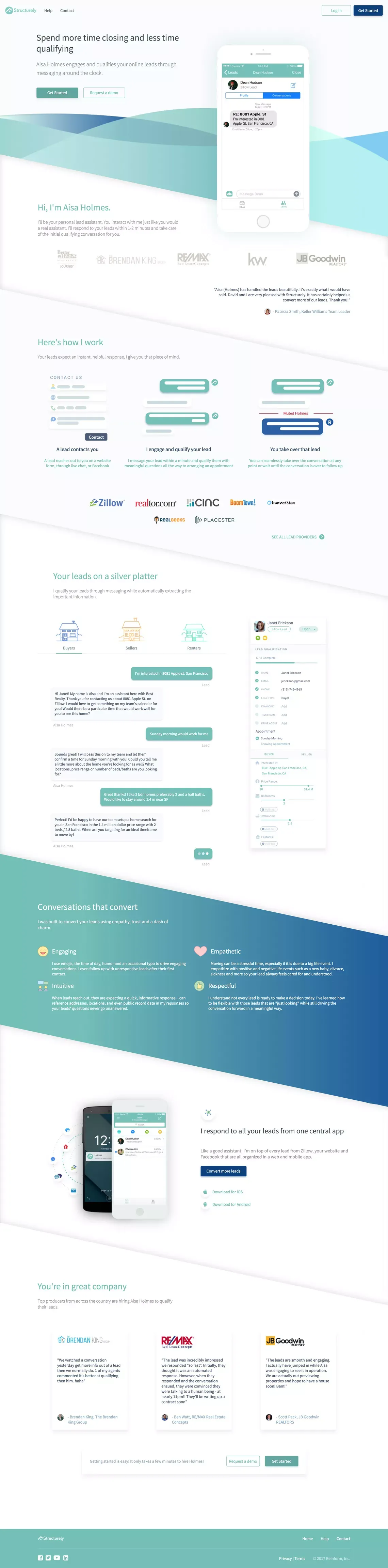 Aisa Holmes by Structurely | AI Inside Sales Agent (ISA) - Landing design