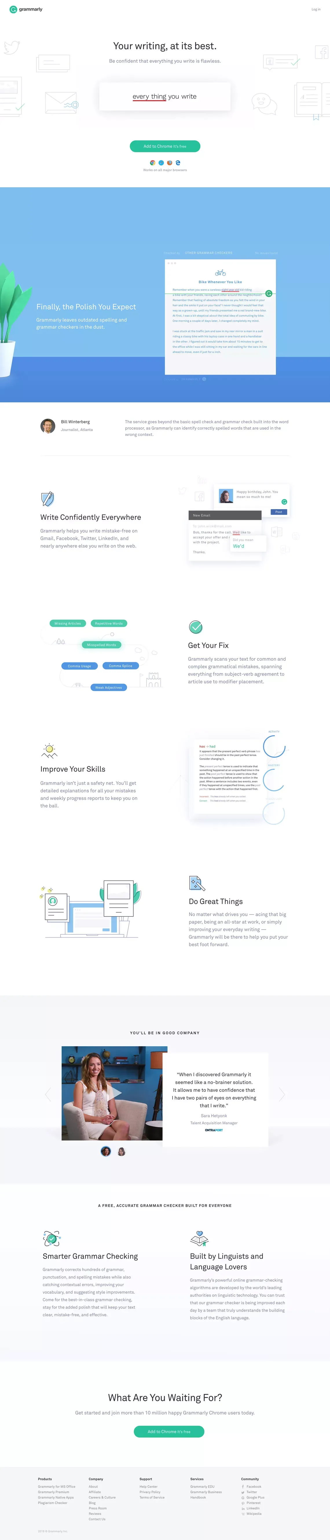 Free Grammar Checker | Grammarly - Landing design