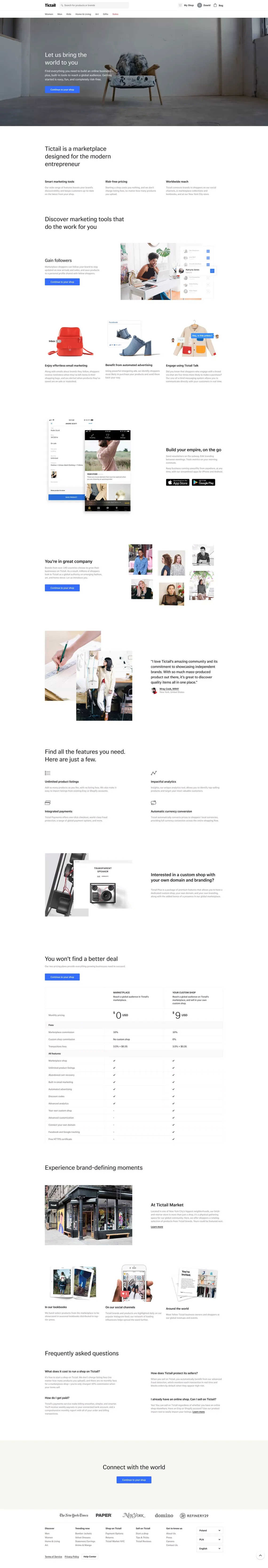 Sell on Tictail • Tictail - Landing design