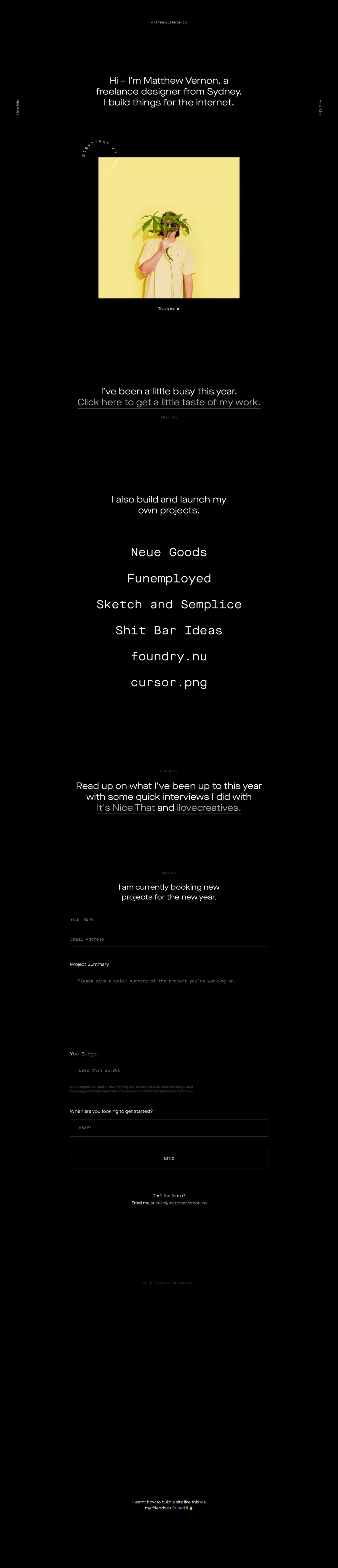 Matthew Vernon – Freelance Designer - Portfolio design